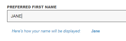 Example of preferred name function